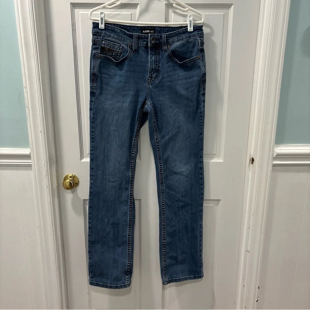 Rank 45 Men’s Shotgun Wash Stackable Slim Straight Stretch Perf Jeans Sz 31x32